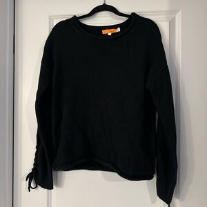 Black Lace Up Sleeve Sweater